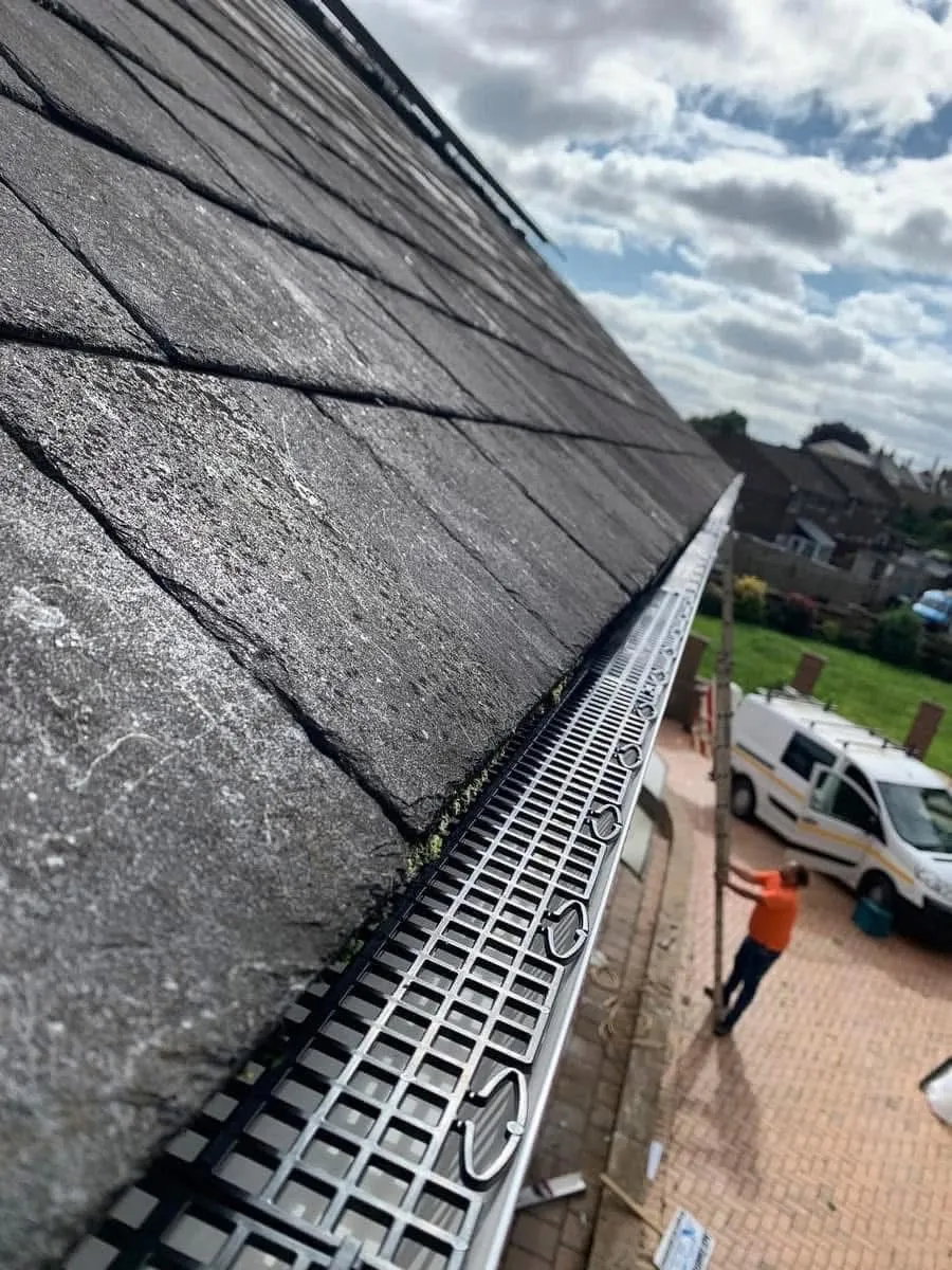 Gutter guard fitted on a slate roof in South Molton